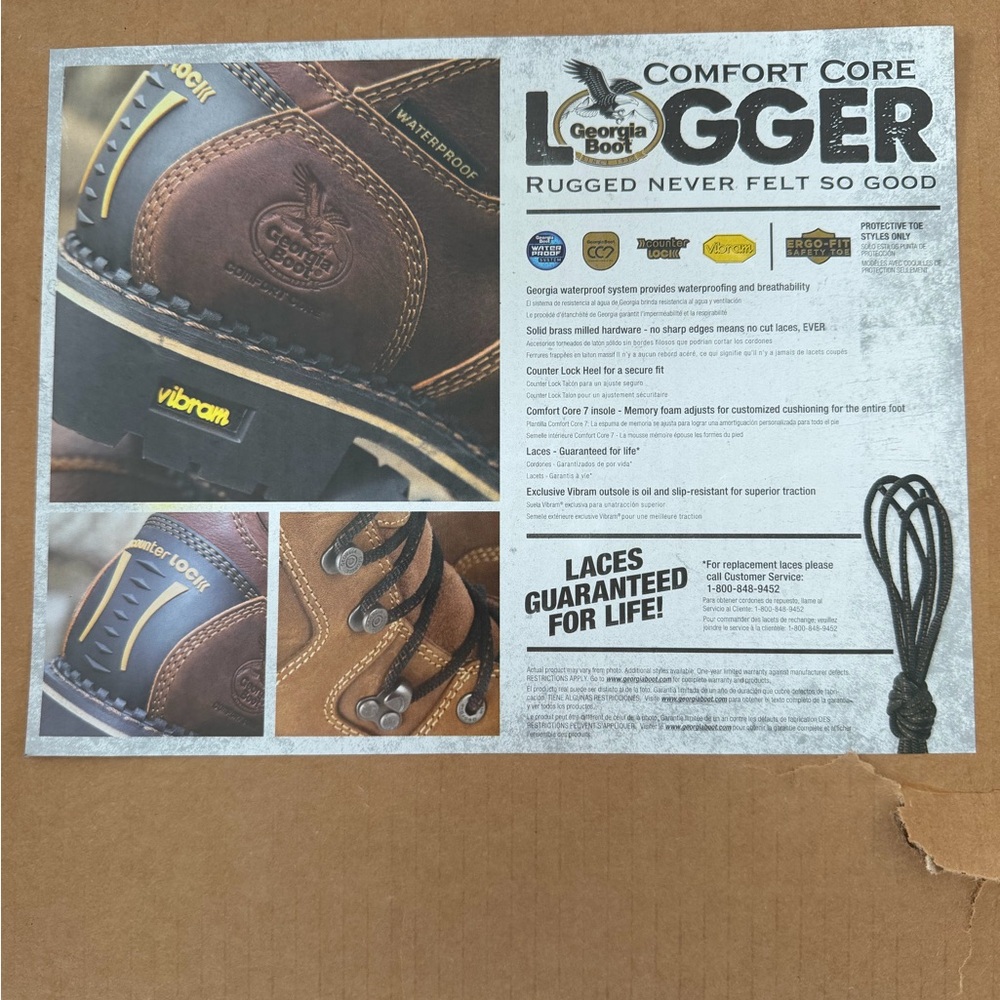 Georgia Boot Men's USA Logger Waterproof Work Boots Black 12W - Picture 8 of 8